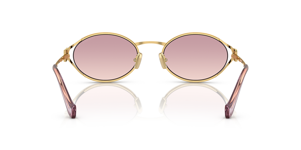 Miu Miu 0MU 52YS ZVN20F54 ouro-pálido com lentes ouro-rosé — detalhe