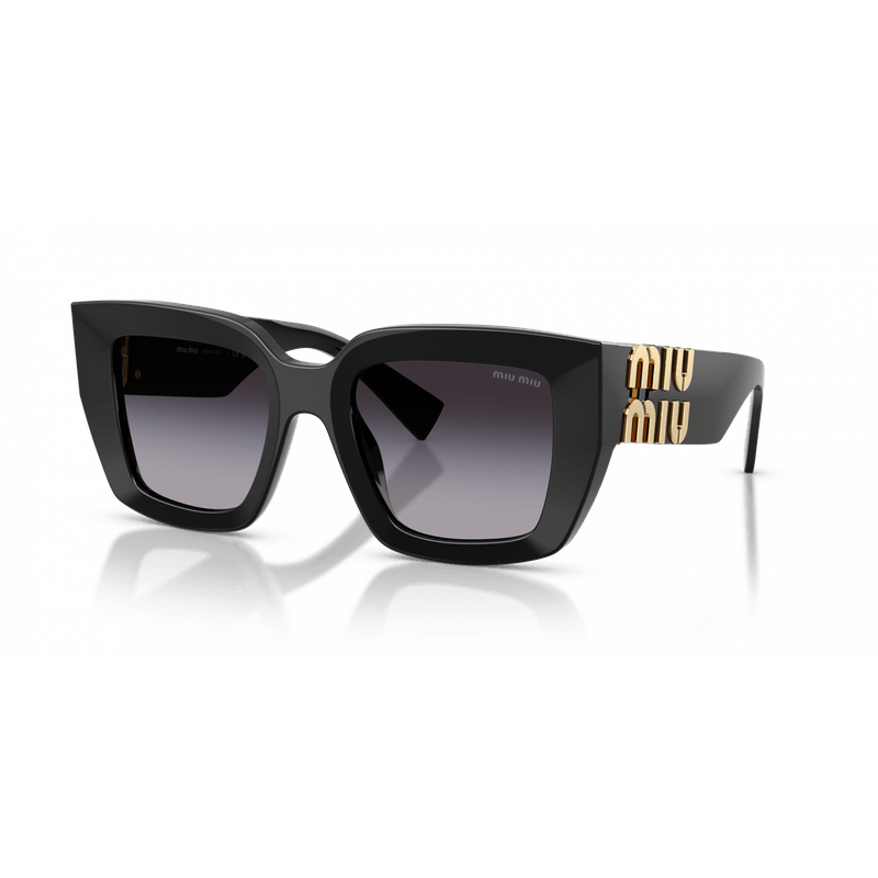Miu Miu 0MU B05S 16K90A51 preto com lentes cinza degradê — vista frontal