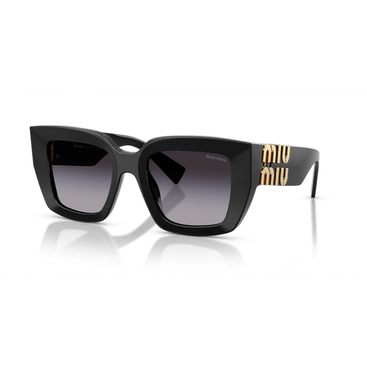 Miu Miu 0MU B05S 16K90A51 preto com lentes cinza degradê — vista frontal