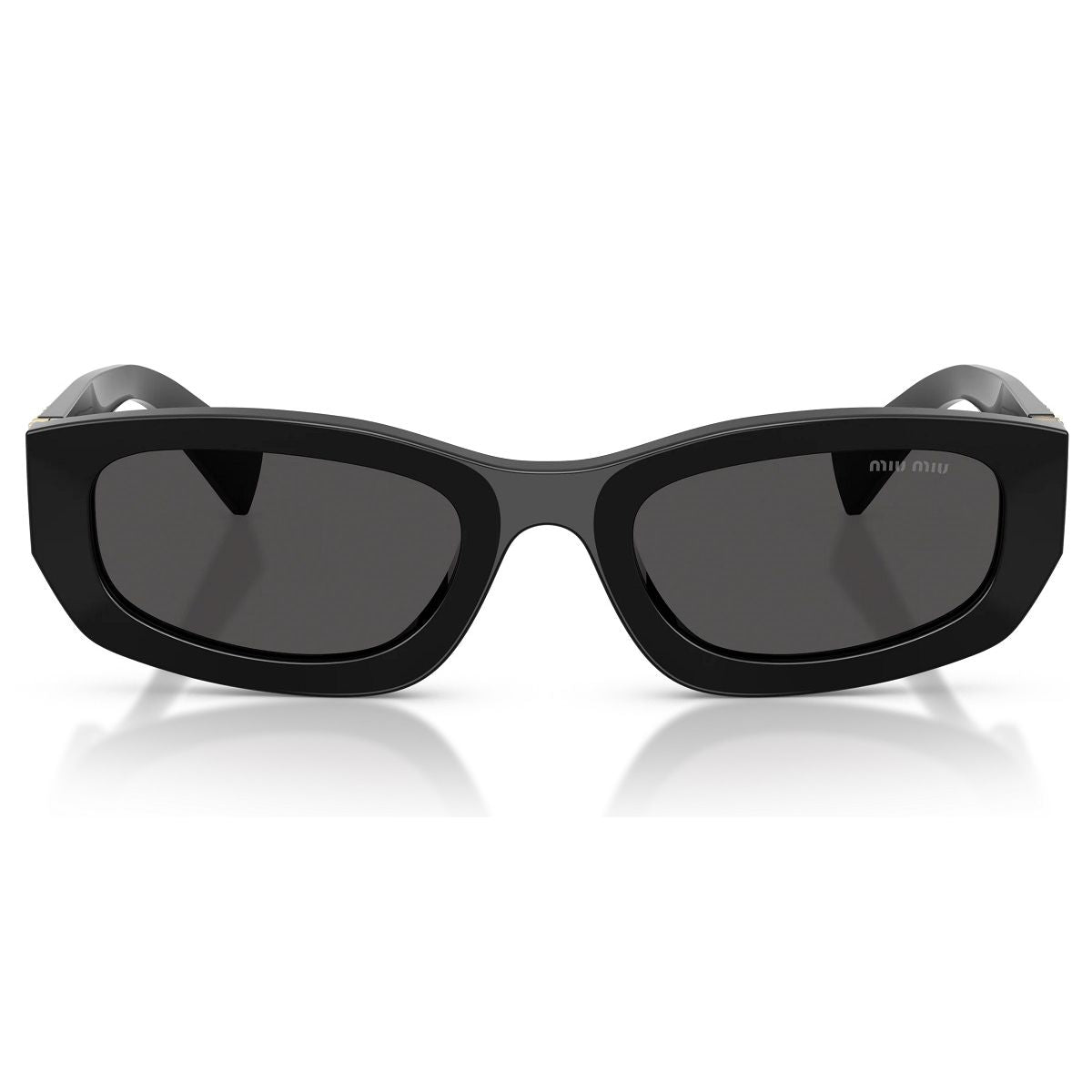Miu Miu 0MU B04S 16K08Z53 preto com lentes cinza — vista frontal