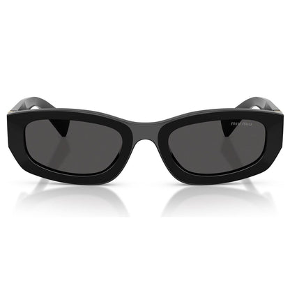 Miu Miu 0MU B04S 16K08Z53 preto com lentes cinza — vista frontal