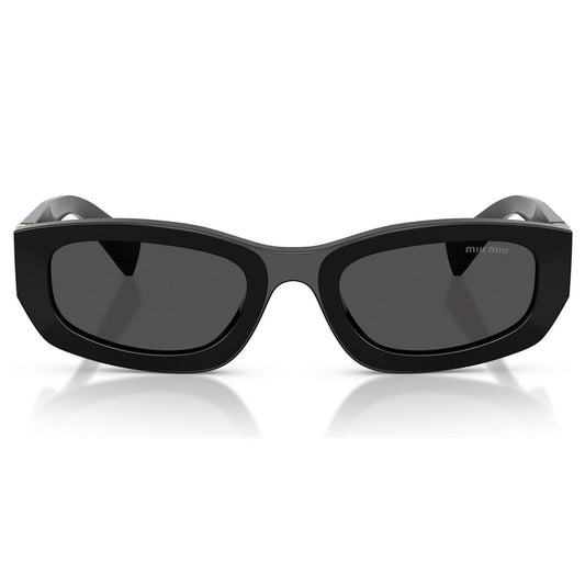 Miu Miu 0MU B04S 16K08Z53 preto com lentes cinza — vista frontal