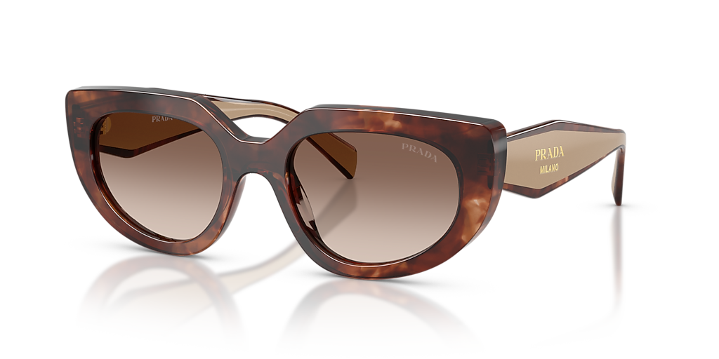 Óculos de Sol Prada D02S 00K10S53 Gatinho Tartaruga Marrom com Lentes Degradê Feminino — vista principal