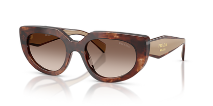 Óculos de Sol Prada D02S 00K10S53 Gatinho Tartaruga Marrom com Lentes Degradê Feminino — vista principal