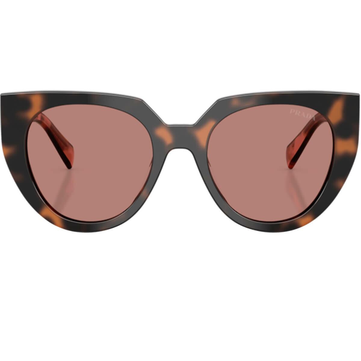 Óculos de Sol Prada 14WS 23A60B52 Gatinho Tartaruga Malva com Lentes Marrom Claro Feminino