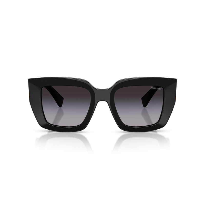 Miu Miu 0MU B05S 16K90A51 preto com lentes cinza degradê — vista lateral