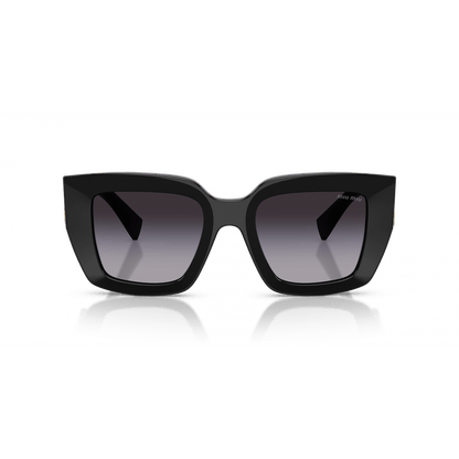 Miu Miu 0MU B05S 16K90A51 preto com lentes cinza degradê — vista lateral