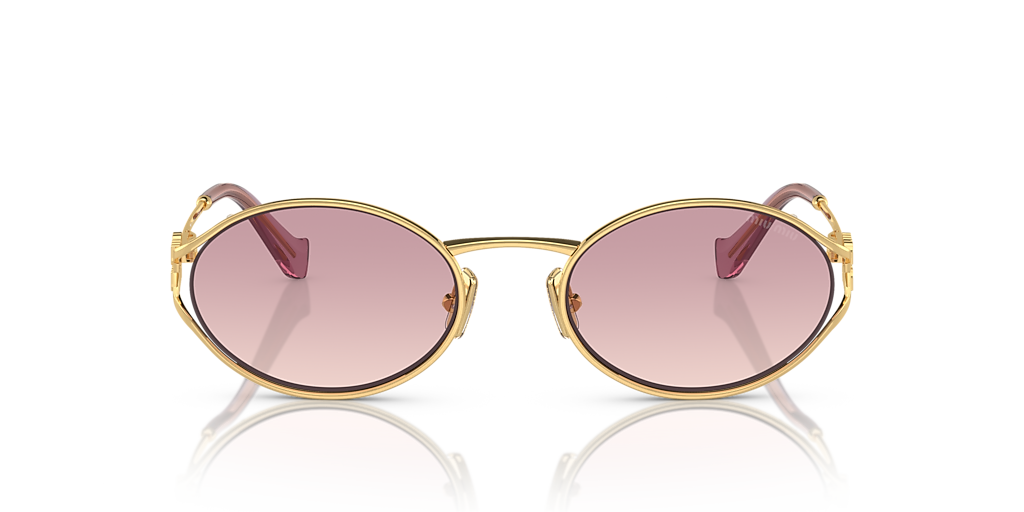Miu Miu 0MU 52YS ZVN20F54 ouro-pálido com lentes ouro-rosé — vista lateral
