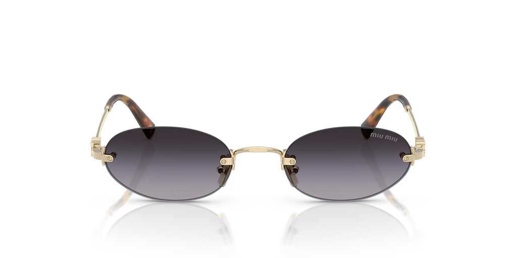 Miu Miu 0MU A54S 5AK20I51 dourado com lentes roxas — vista lateral