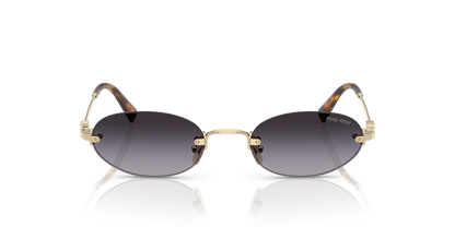 Miu Miu 0MU A54S 5AK20I51 dourado com lentes roxas — vista lateral