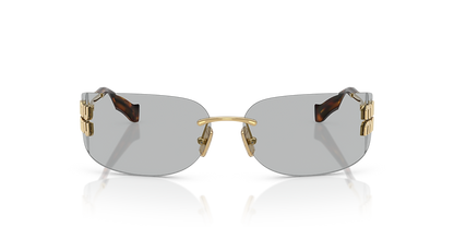 Miu Miu 0MU A51S 5AK20P75 dourado com lentes bronze degradê — vista lateral