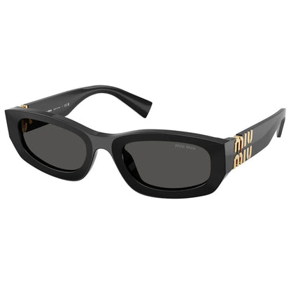 Miu Miu 0MU B04S 16K08Z53 preto com lentes cinza — vista lateral