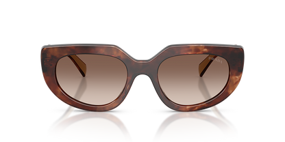 Óculos de Sol Prada D02S 00K10S53 Gatinho Tartaruga Marrom com Lentes Degradê Feminino — vista adicional 1
