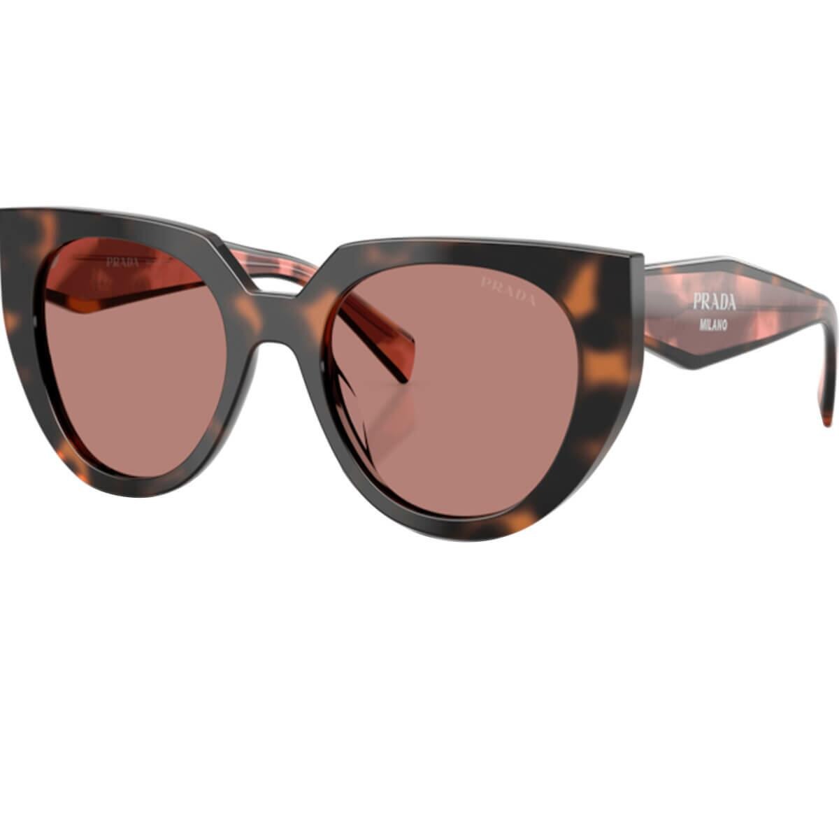 Óculos de Sol Prada 14WS 23A60B52 Gatinho Tartaruga Malva com Lentes Marrom Claro Feminino