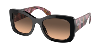 Óculos de Sol Prada A08S 12O50C56 Geométrico Preto com Lentes Marrom Degradê Feminino — vista adicional 2