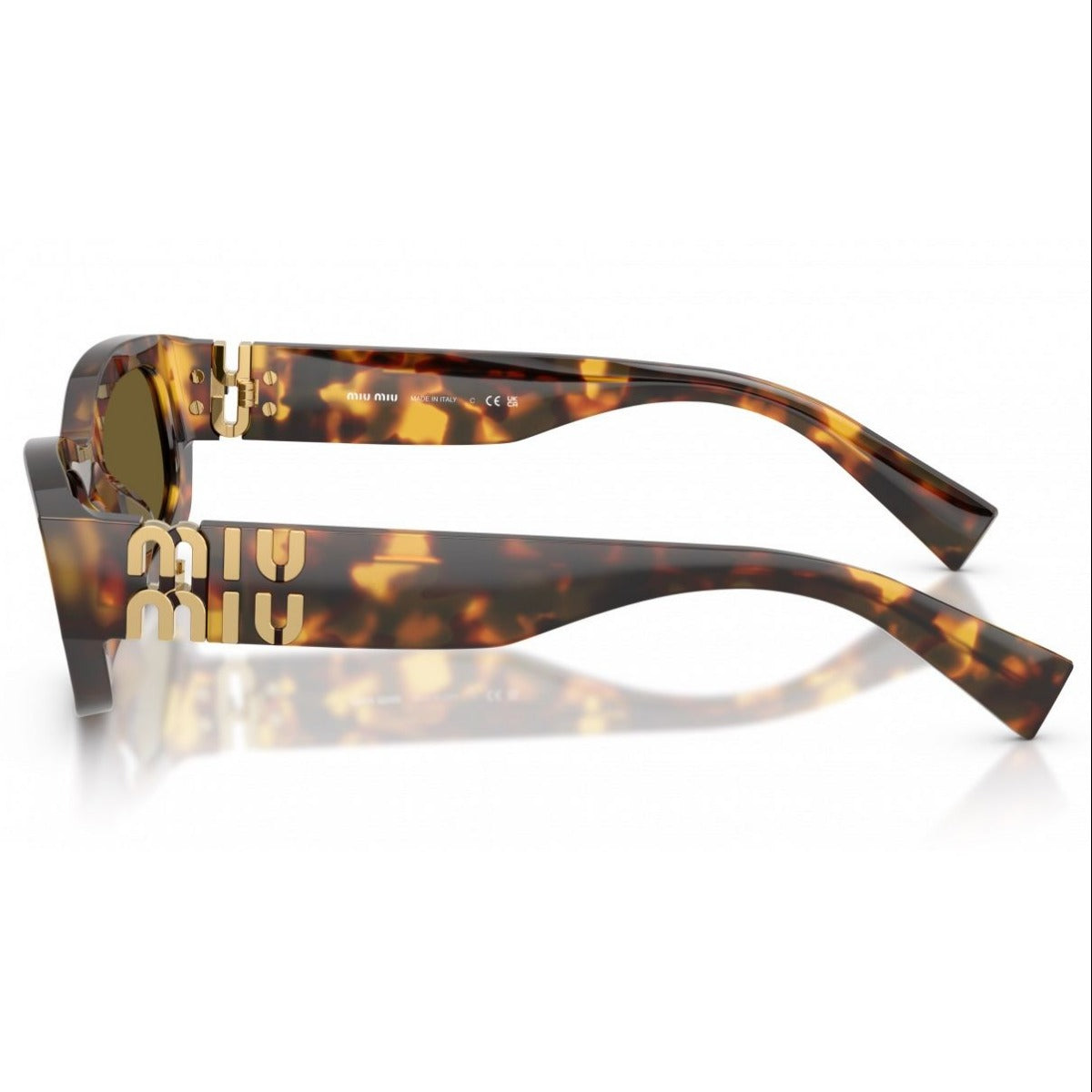 Miu Miu 0MU B04S 14L09Z53 Havana com lentes marrons — detalhe