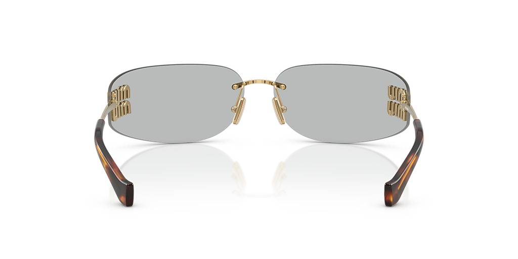 Miu Miu 0MU A51S 5AK5S075 dourado com lentes escuras — detalhe