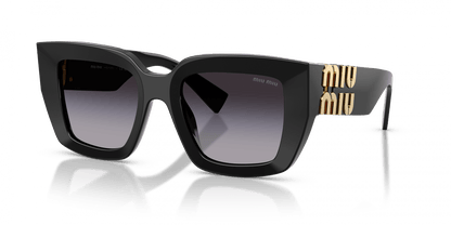 Miu Miu 0MU B05S 16K90A51 preto com lentes cinza degradê — detalhe