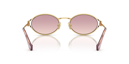 Miu Miu 0MU 52YS ZVN20F54 ouro-pálido com lentes ouro-rosé — detalhe