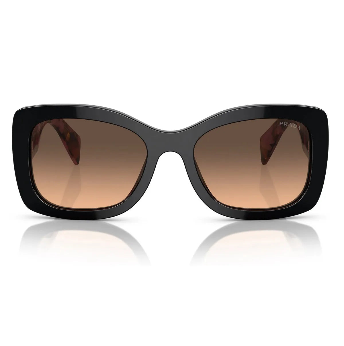 Óculos de Sol Prada A08S 12O50C56 Geométrico Preto com Lentes Marrom Degradê Feminino — vista adicional 3