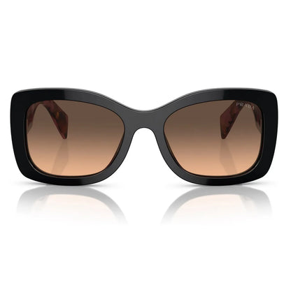 Óculos de Sol Prada A08S 12O50C56 Geométrico Preto com Lentes Marrom Degradê Feminino — vista adicional 3