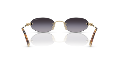 Miu Miu 0MU A54S 5AK20I51 dourado com lentes roxas — detalhe