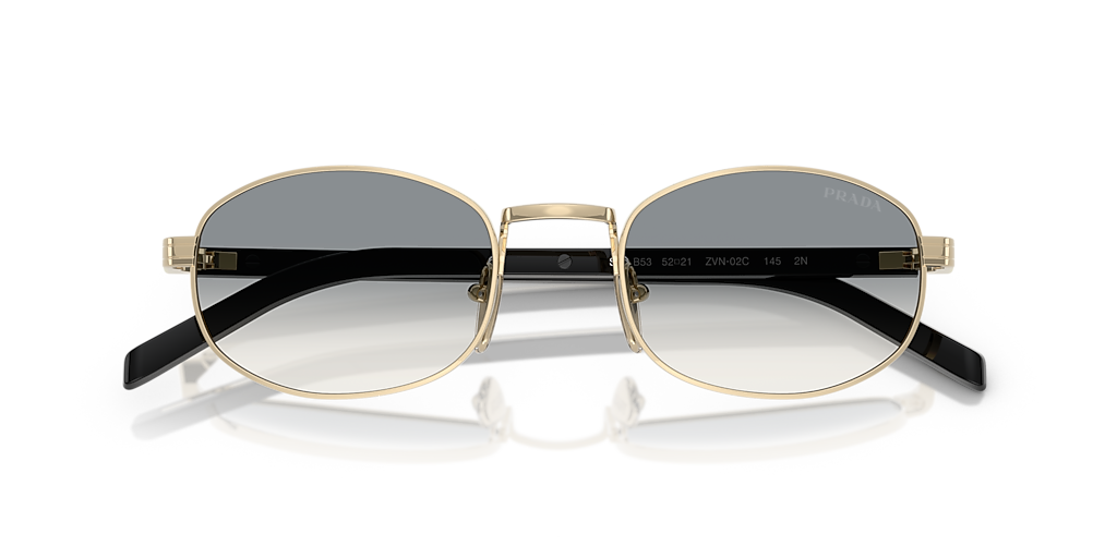 Óculos de Sol Prada B53S 5AK50V52 Oval Dourado com Lentes Rosa Feminino — vista adicional 4