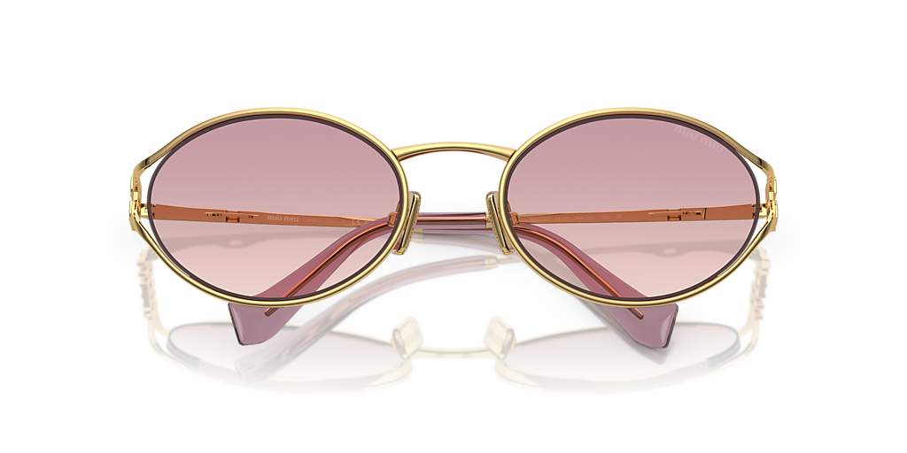 Miu Miu 0MU 52YS 5AK06S54 dourado com lentes violeta degradê — vista traseira