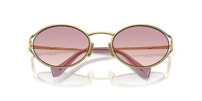 Miu Miu 0MU 52YS 5AK06S54 dourado com lentes violeta degradê — vista traseira