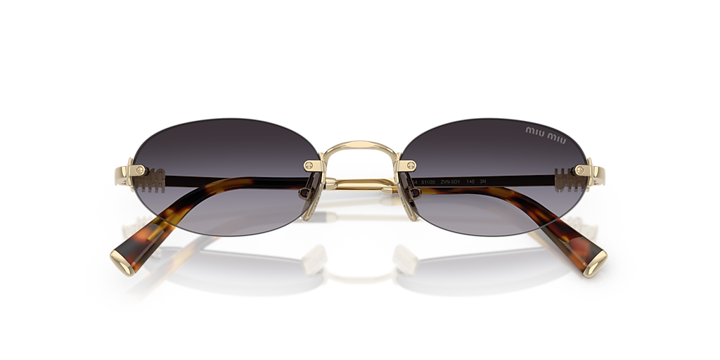 Óculos de Sol Miu Miu A54S dourado com lentes marrom claro e ponte tartaruga — vista adicional