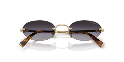 Óculos de Sol Miu Miu A54S dourado com lentes marrom claro e ponte tartaruga — vista adicional