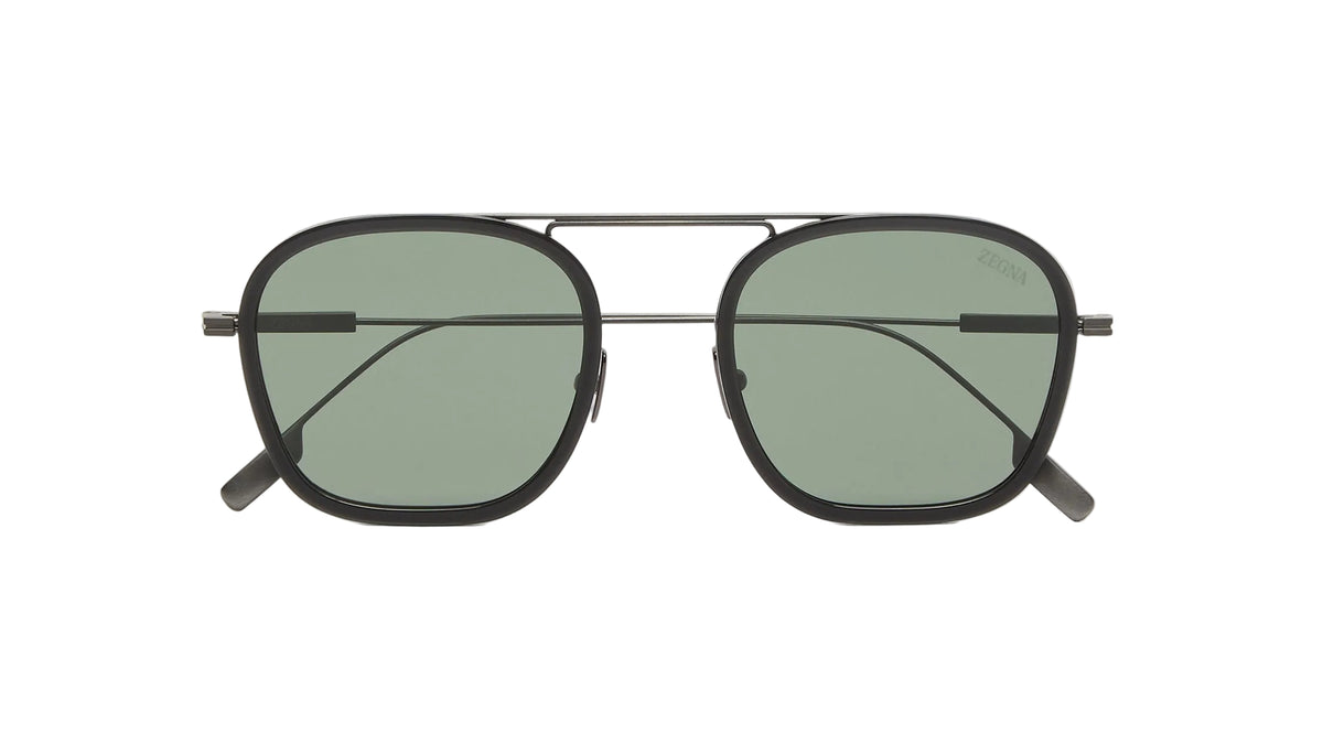 Óculos de Sol Zegna EZ0306_5120N - referência oficial, vista frontal, armação e lentes marrom-escuro