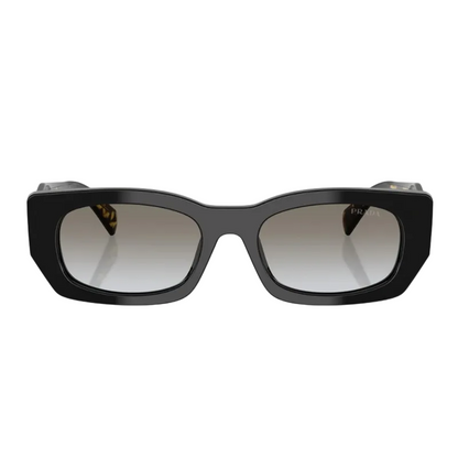 Óculos de Sol Prada Retangular Preto e Tartaruga com Lentes Cinza Degradê Feminino 0PR B05S 3890A753 - frontal