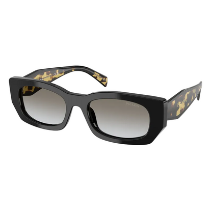 Óculos de Sol Prada Retangular Preto e Tartaruga com Lentes Cinza Degradê Feminino 0PR B05S 3890A753