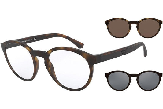 Emporio Armani EA4152 58021W52 Havana com clips solares — conjunto 2 em 1