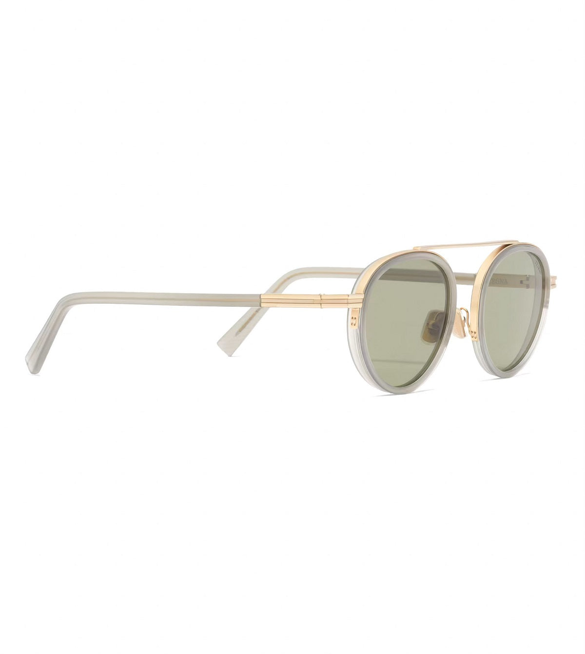 Óculos de Sol Zegna EZ0242_5120N redondo dourado com lentes verdes - vista frontal