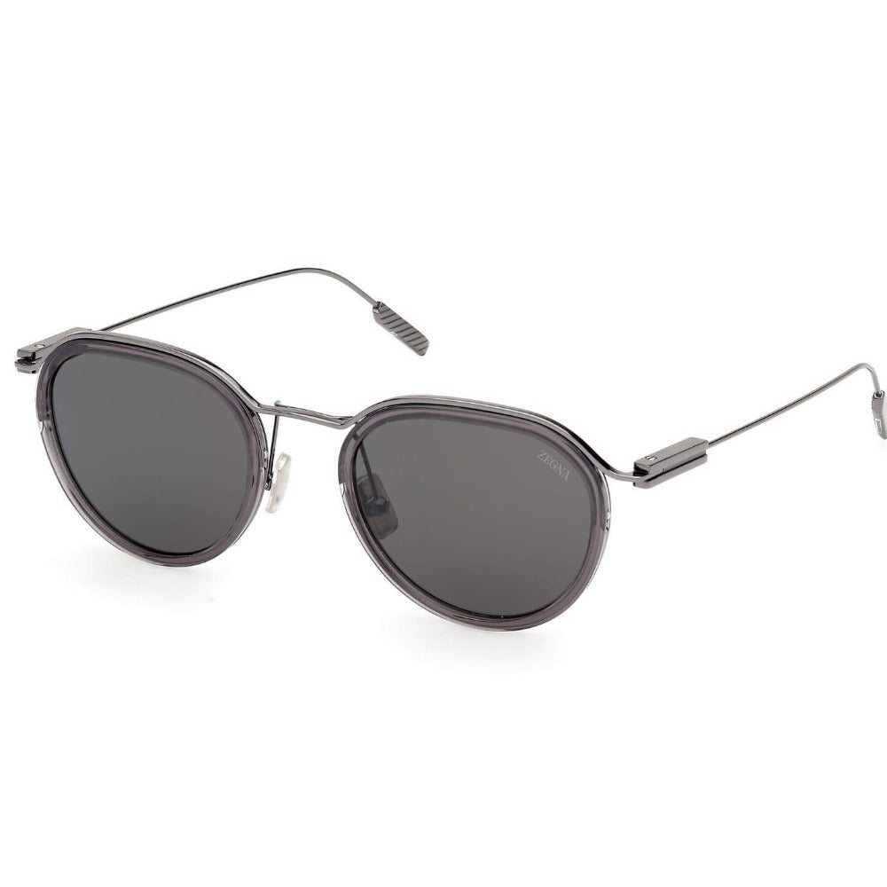 Óculos de Sol Zegna EZ0246_5120A redondo cinza com lentes cinza - vista frontal
