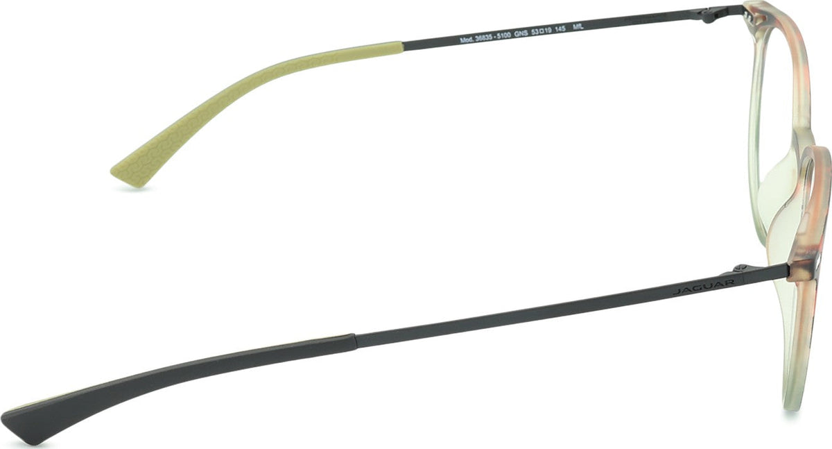 Armação Jaguar 36835 5100 verde e laranja com clip solar - vista lateral