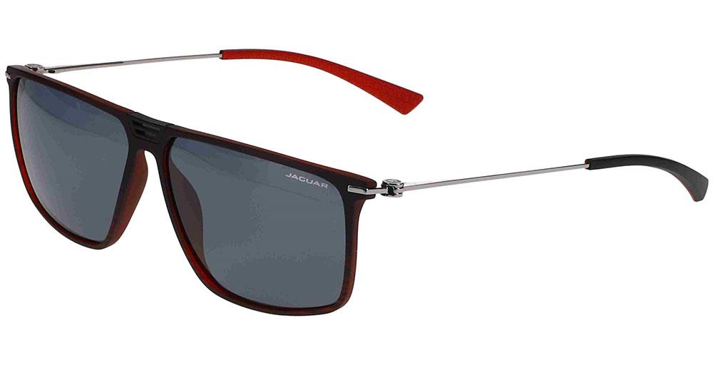 Óculos de sol Jaguar 37627 2100, armação vermelha e cinza, lentes cinza