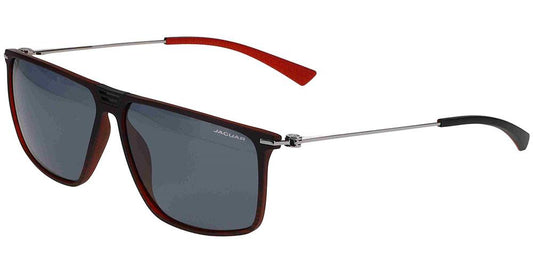 Óculos de sol Jaguar 37627 2100, armação vermelha e cinza, lentes cinza