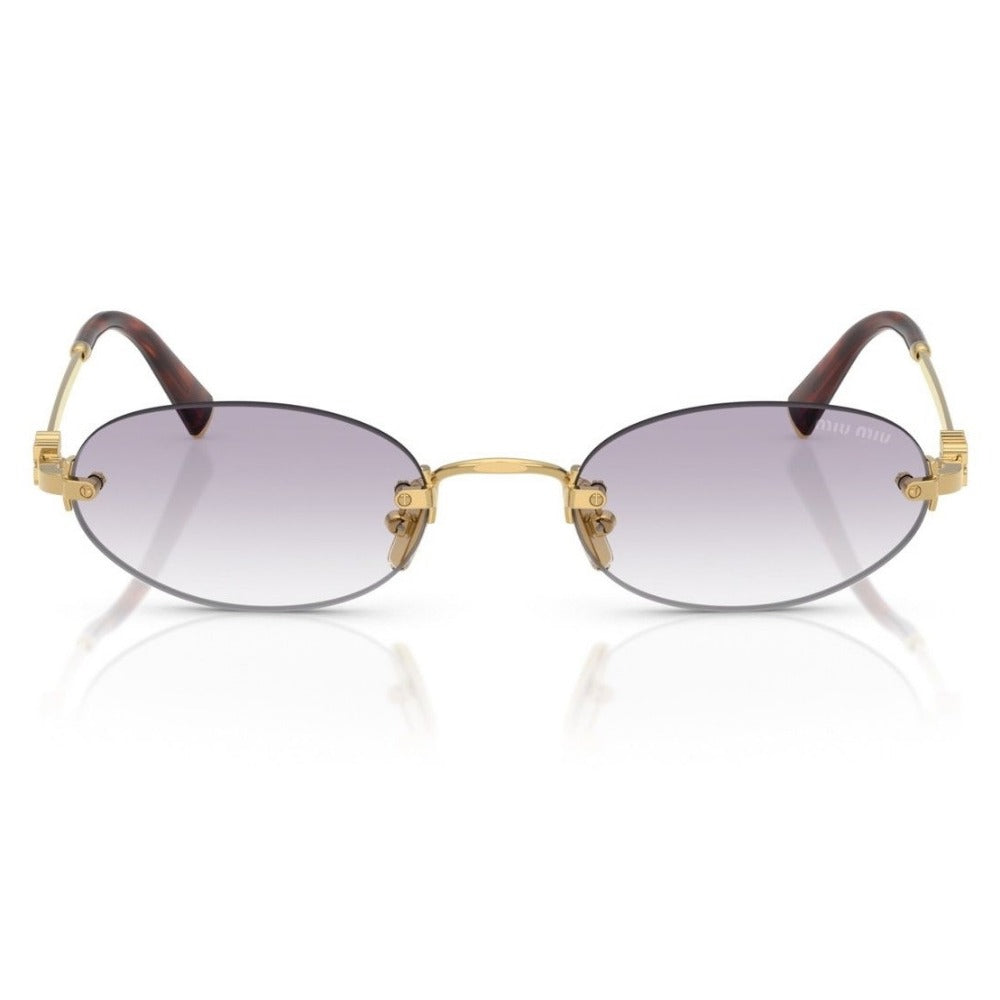 Miu Miu 0MU A54S 5AK04O51 dourado com lentes cinza degradê — vista frontal
