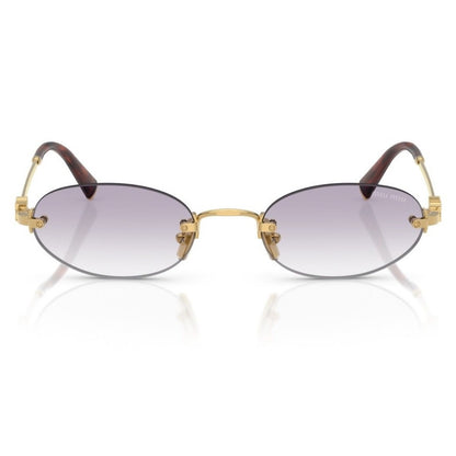 Miu Miu 0MU A54S 5AK04O51 dourado com lentes cinza degradê — vista frontal