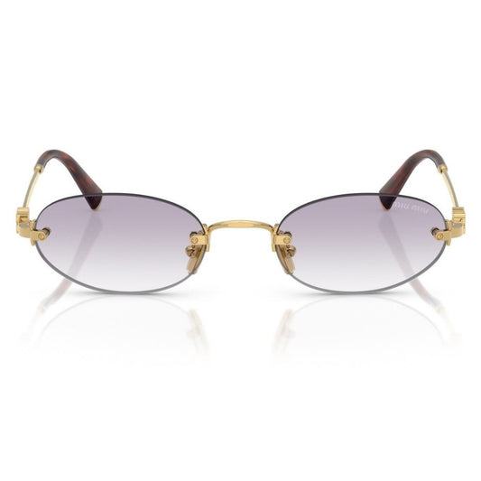 Miu Miu 0MU A54S 5AK04O51 dourado com lentes cinza degradê — vista frontal