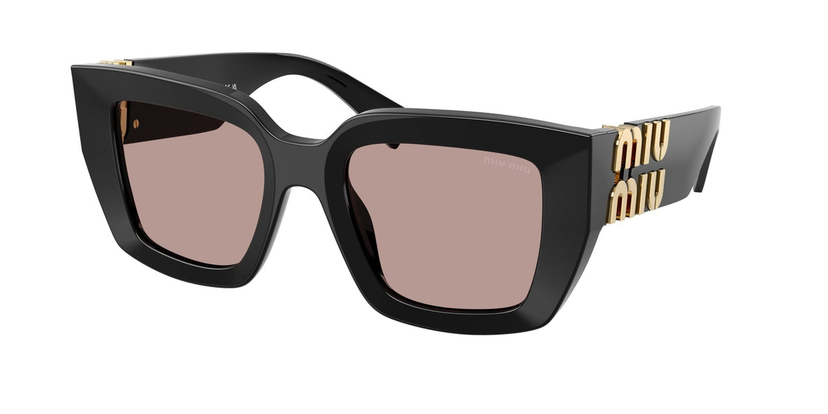 Miu Miu 0MU B05S 16K20I51 preto com lentes roxas — vista frontal