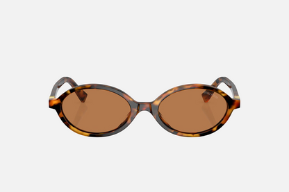 Óculos de Sol Miu Miu 04ZS Havana claro com lentes marrons — vista frontal