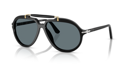 Óculos de Sol Persol Senna 0202S Preto com Lentes Azul-Escuro — vista 1