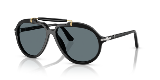 Óculos de Sol Persol Senna 0202S Preto com Lentes Azul-Escuro — vista 1
