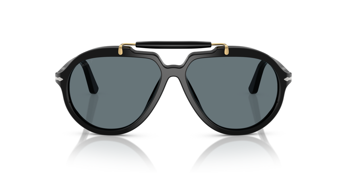 Óculos de Sol Persol Senna 0202S Preto com Lentes Azul-Escuro — vista 2