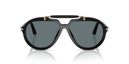 Óculos de Sol Persol Senna 0202S Preto com Lentes Azul-Escuro — vista 2