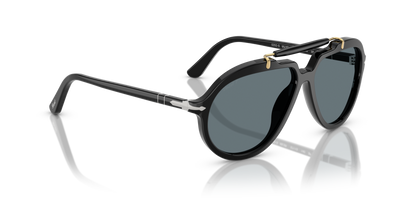 Óculos de Sol Persol Senna 0202S Preto com Lentes Azul-Escuro — vista 3